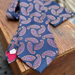 Hardy Amies Navy and Red Paisley Tie